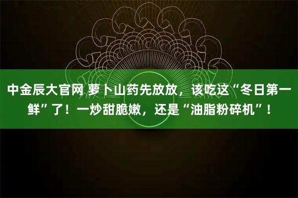 中金辰大官网 萝卜山药先放放，该吃这“冬日第一鲜”了！一炒甜脆嫩，还是“油脂粉碎机”！