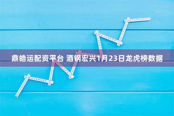 鼎皓运配资平台 酒钢宏兴1月23日龙虎榜数据